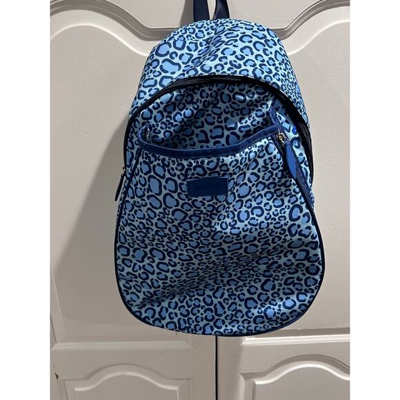 Ame & Lulu Tennis Backpack Blue Leopard Print Racquet Bag Sport Gym Travel - Picture 5 of 9